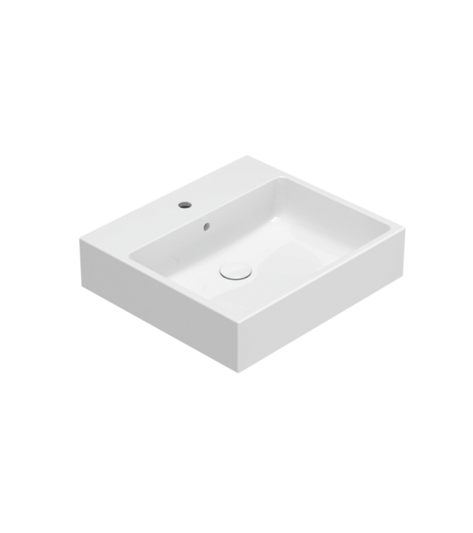 STONE WASHBASIN SUSPENDED/SUPPORTED 55X50 GLOSSY WHITE - SCQ55BI CERAMICA GLOBO