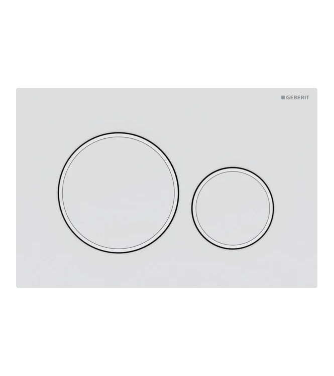 SIGMA 20 ROUND GEBERIT CONTROL PLATE AND BUTTONS IN MATT WHITE, GLOSSY WHITE RINGS - 115.882.01.1