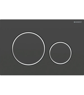 PLACCA DI COMANDO SIGMA 20 ROUND GEBERIT PLACCA E TASTI NERO OPACO, ANELLI CROMO LUCIDO - 115.882.14.1