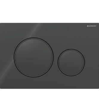 CONTROL PLATE SIGMA 20 ROUND GEBERIT PLATE AND BUTTONS IN GLOSSY BLACK, MATT BLACK RINGS - 115.882.DW.1