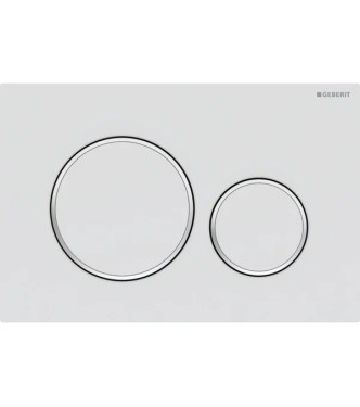 PLACCA DI COMANDO SIGMA 20 ROUND GEBERIT PLACCA E TASTI BIANCO OPACO, ANELLI CROMO LUCIDO - 115.882.JT.1