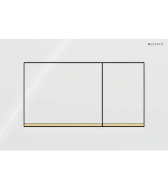 CONTROL PLATE SIGMA 20 SQUARE GEBERIT PLATE AND BUTTONS IN WHITE, GOLDEN RINGS - 115.883.KK.1