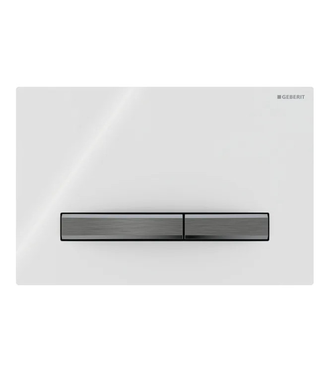 CONTROL PLATE SIGMA 50 GEBERIT PLATE WITH CHROME BLACK BUTTONS, WHITE PLATE - 115.671.11.2