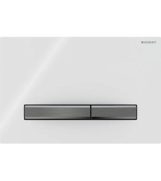 CONTROL PLATE SIGMA 50 GEBERIT PLATE WITH CHROME BLACK BUTTONS, WHITE PLATE - 115.671.11.2
