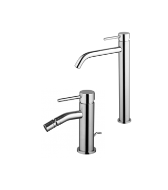 HIGH WASHBASIN + BIDET TAP SET FIMA SPILLO UP SERIES POLISHED CHROME FINISH