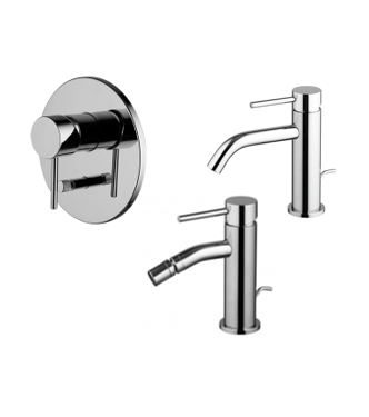 FIMA SPILLO UP SERIES SPILLO UP + BIDET + SHOWER TAPS SET WITH DIVERTER, POLISHED CHROME FINISH