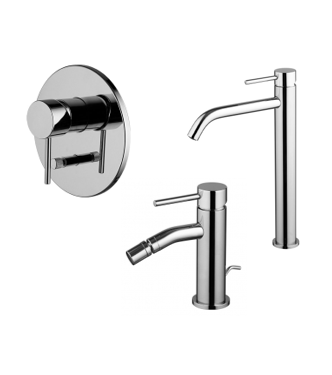 SET RUBINETTERIA LAVABO ALTO + BIDET + DOCCIA CON DEVIATORE FIMA SERIE SPILLO UP FINITURA CROMO LUCIDO