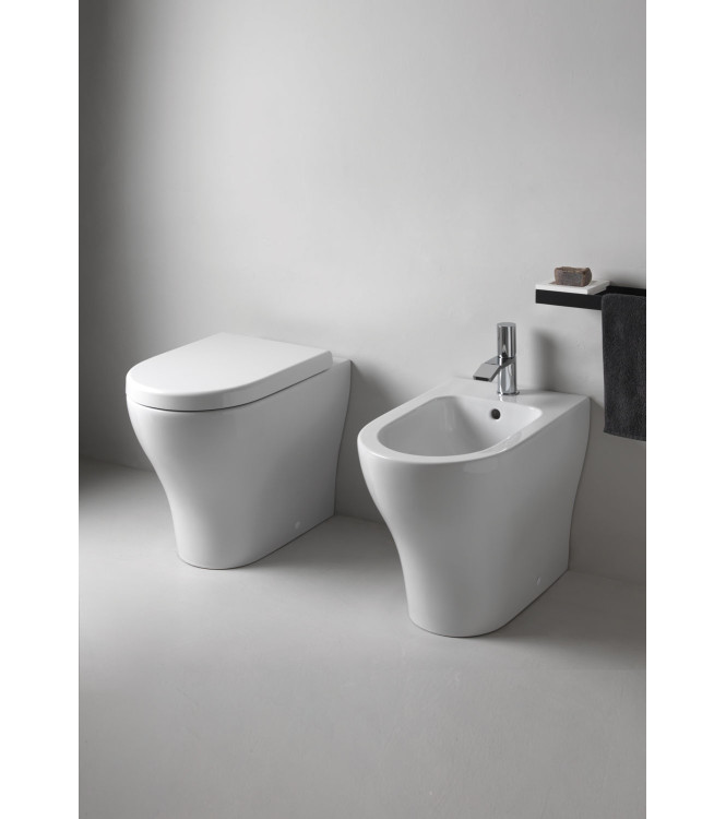FLOOR-MOUNTED CERAMIC SANITARY WARE SET CIELO ENJOY SERIES GLOSSY WHITE EJVA + EJBI + CPVEJT