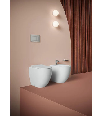 Floor-mounted bathroom suite, FILE series, glossy white ART-CERAM  / FLV00501 + FLB00201 + ASA00101