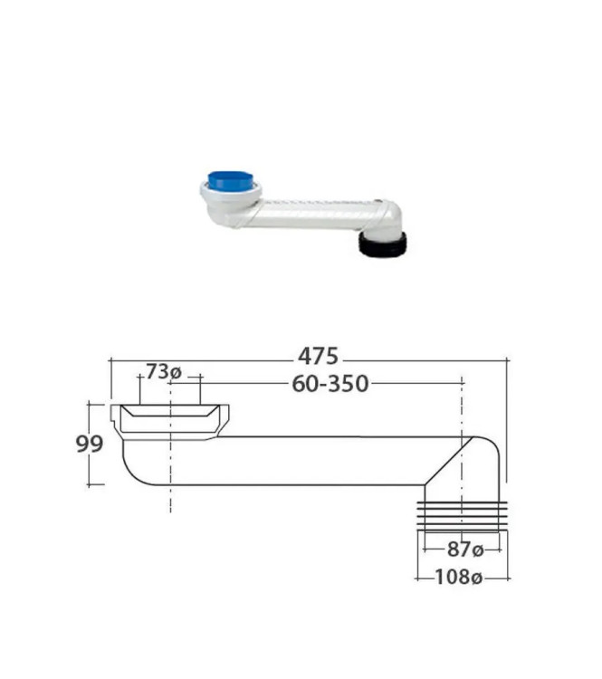 ADJUSTABLE GROUND DRAIN CONNECTOR FROM 14 TO 31 CM