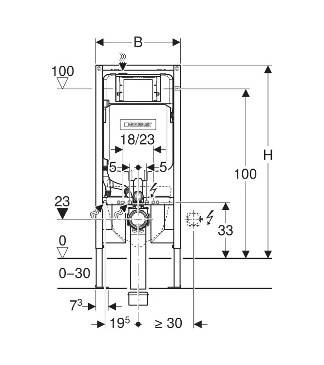 DUOFIX MODULE FOR WALL-HUNG TOILET 114 CM - GEBERIT 111.795.00.1