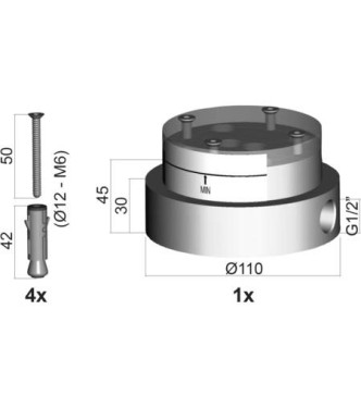 PAFFONI LIGHT BASE FISSAGGIO A PAVIMENTO PER ARTICOLO LIG031- 032 - LIG030