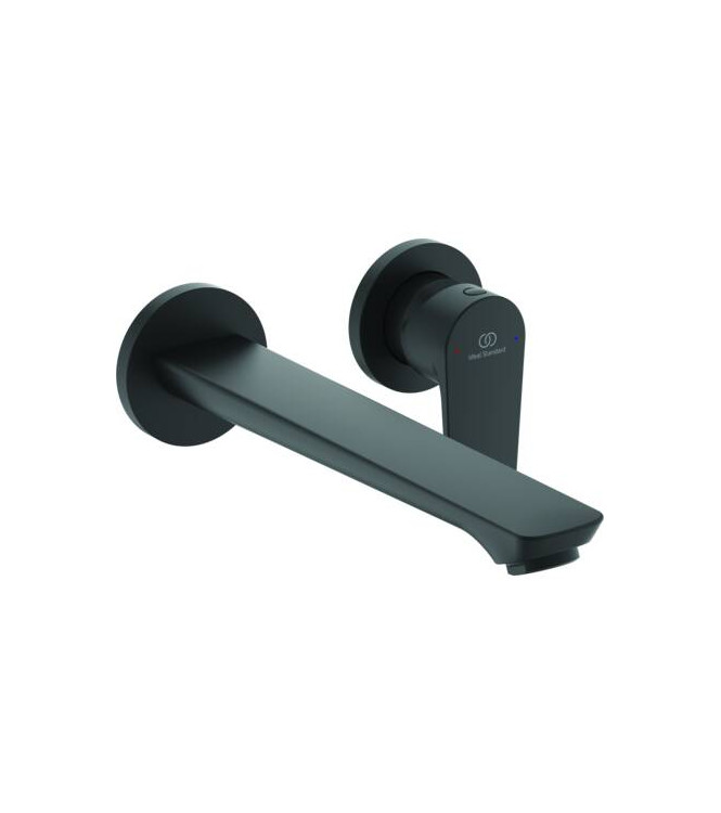 IDEAL STANDARD CERAFINE WALL-MOUNTED WASHBASIN MIXER WITH SPOUT AND PLATE - BLACK / BD133XG
