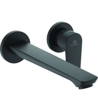 IDEAL STANDARD CERAFINE WALL-MOUNTED WASHBASIN MIXER WITH SPOUT AND PLATE - BLACK / BD133XG