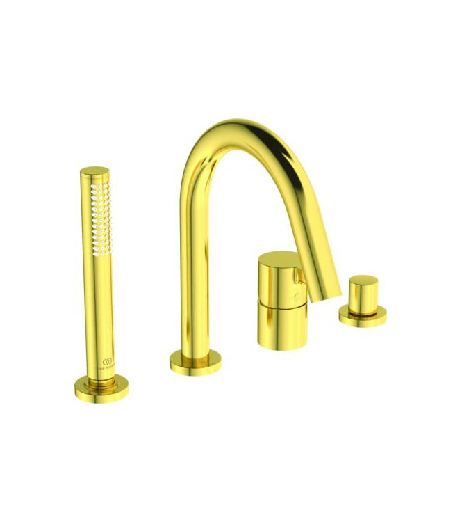4-HOLE IDEAL STANDARD JOY BATH-SHOWER SET WITH SPOUT - BRUSHED GOLD / BC789A2