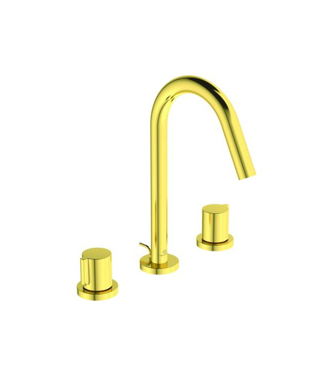 IDEAL STANDARD JOY 3-HOLE WASHBASIN MIXER WITH 5L POP-UP DRAIN - BRUSHED GOLD / BC783A2
