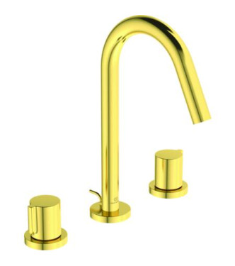 MISCELATORE LAVABO 3 FORI IDEAL STANDARD JOY CON SCARICO 5L - BRUSHED GOLD / BC783A2