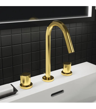 MISCELATORE LAVABO 3 FORI IDEAL STANDARD JOY CON SCARICO 5L - BRUSHED GOLD / BC783A2