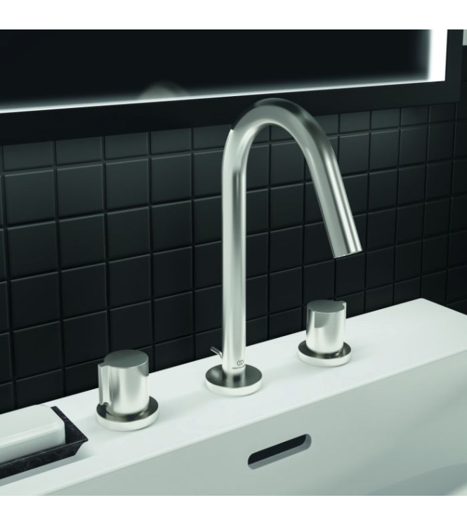 MISCELATORE LAVABO 3 FORI IDEAL STANDARD JOY CON SCARICO 5L - SILVER STORM / BC783GN