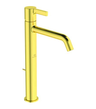 MISCELATORE LAVABO MONOFORO A VESSEL IDEAL STANDARD JOY CON SCARICO 5L - BRUSHED GOLD / BC781A2