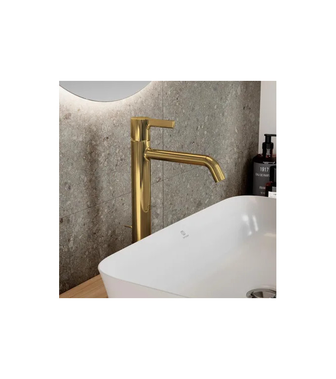 MISCELATORE LAVABO MONOFORO A VESSEL IDEAL STANDARD JOY SENZA SCARICO 5L - BRUSHED GOLD / BC782A2