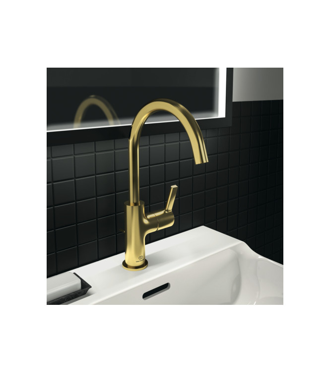 MISCELATORE LAVABO BOCCA ALTA IDEAL STANDARD JOY CON SCARICO 5L - BRUSHED GOLD / BC777A2