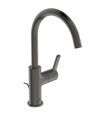 IDEAL STANDARD JOY HIGH SPOUT WASHBASIN MIXER WITH 5L DRAIN - MAGNETIC GREY / BC777A5