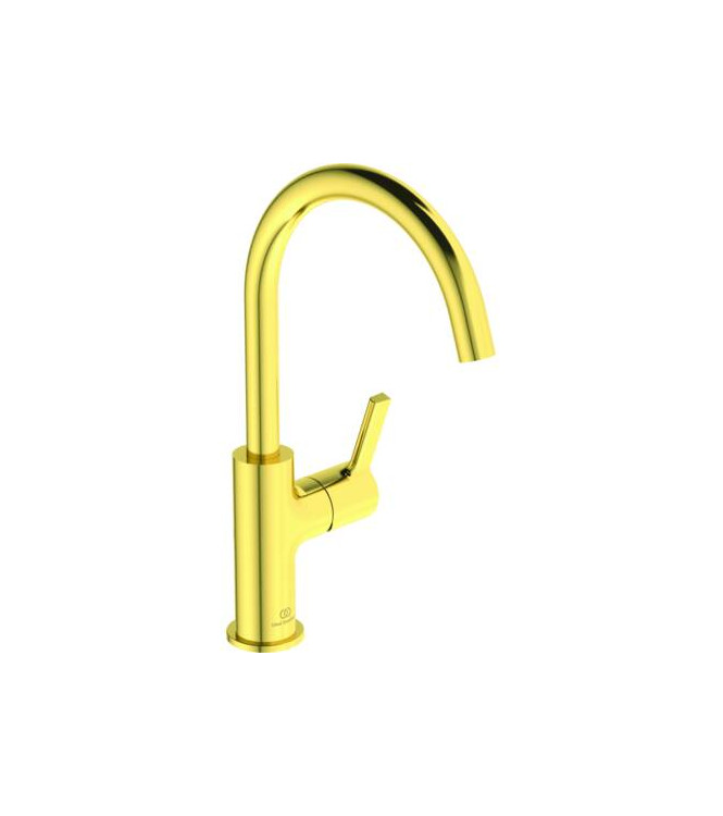 IDEAL STANDARD JOY HIGH SPOUT WASHBASIN MIXER WITHOUT 5L POP-UP DRAIN - BRUSHED GOLD / BC778A2