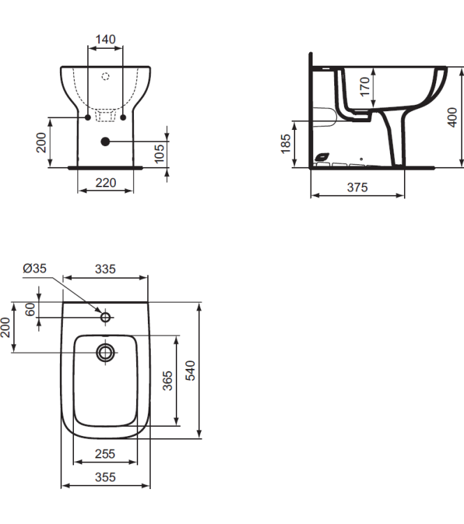 FLUSH-TO-WALL FLOOR-MOUNTED BIDET IDEAL STANDARD I.LIFE A - WHITE / T452601