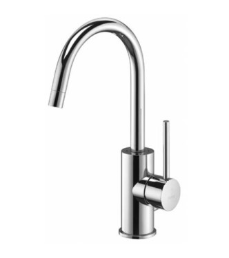 PAFFONI LIGHT SINGLE-LEVER BASIN MIXER WITH 1.1/4" DRAIN, 18 CHROME SWIVEL SPOUT - LIG077CR
