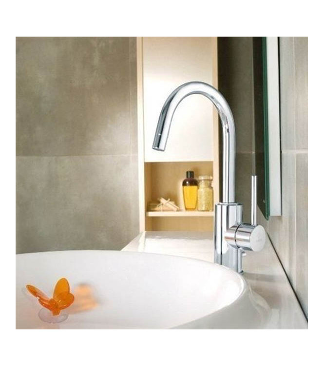 PAFFONI LIGHT SINGLE-LEVER BASIN MIXER WITH 1.1/4" DRAIN, 18 CHROME SWIVEL SPOUT - LIG077CR