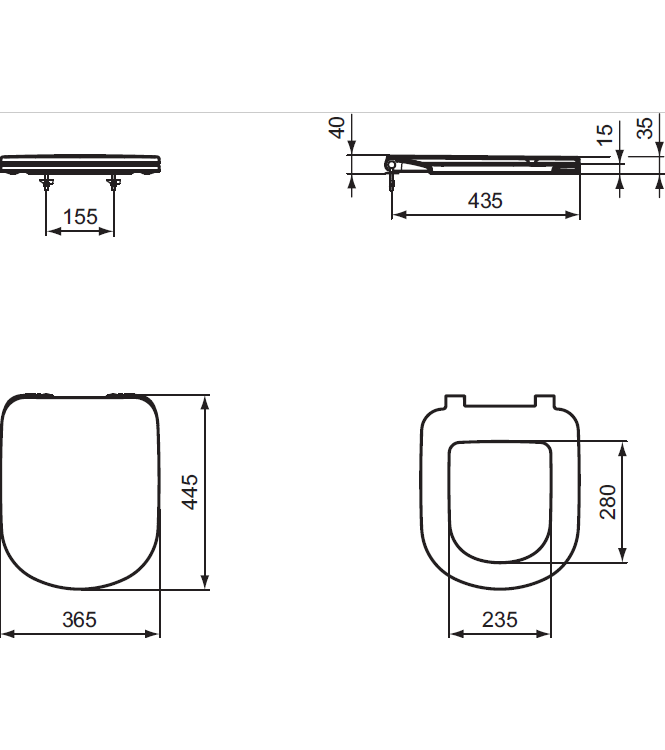 IDEAL STANDARD I.LIFE TOILET SEAT FOR WALL-HUNG TOILET - GLOSSY WHITE / T467801