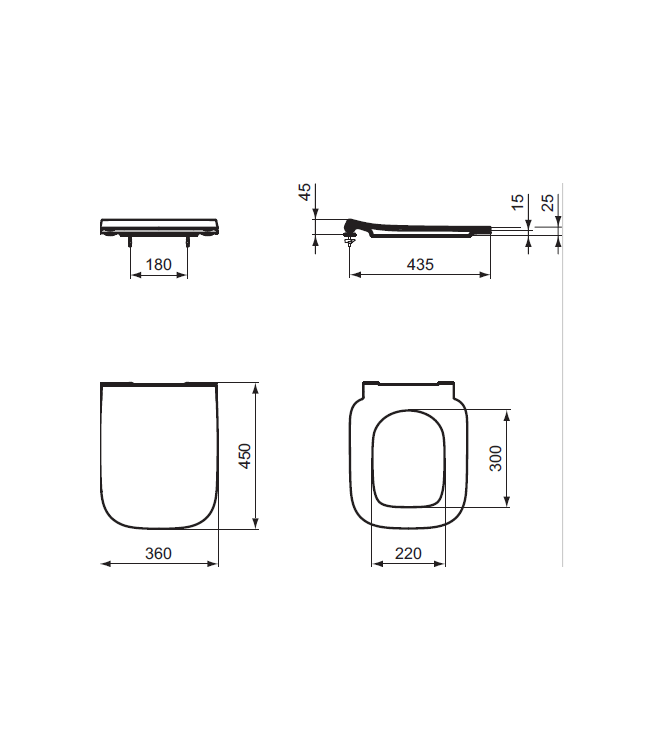 IDEAL STANDARD I.LIFE SLIM TOILET SEAT WITH NORMAL CLOSING - WHITE / T481201