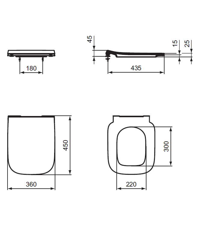 IDEAL STANDARD I.LIFE SLIM TOILET SEAT WITH SLOW CLOSE - WHITE / T481301