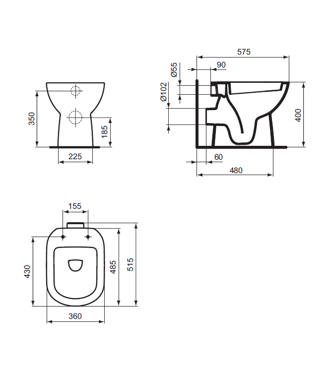 VASO A TERRA STACCATO DA PARETE IDEAL STANDARD I.LIFE A CON SCARICO ORIZZONTALE - BIANCO / T467301