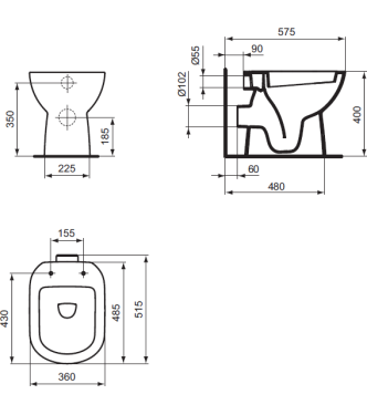 VASO A TERRA STACCATO DA PARETE IDEAL STANDARD I.LIFE A CON SCARICO ORIZZONTALE - BIANCO / T467301
