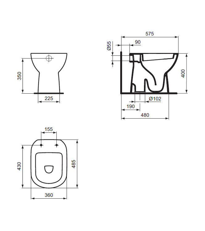 IDEAL STANDARD I.LIFE A FREE-STANDING FLOOR-MOUNTED TOILET WITH VERTICAL DRAIN - WHITE / T467201