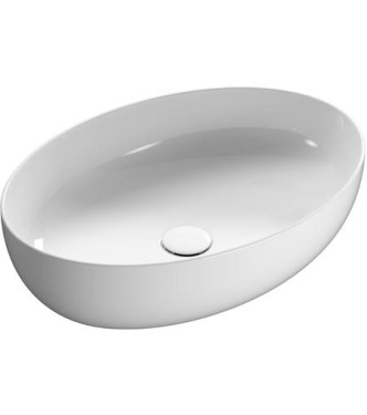 4ALL OVAL COUNTERTOP WASHBASIN 60X42 GLOSSY WHITE - TFO60BI