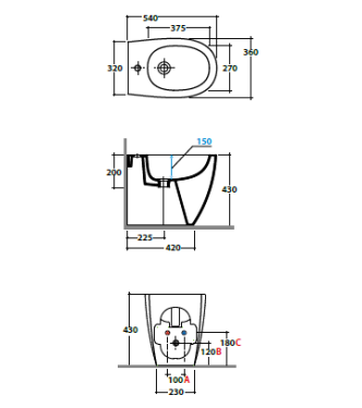 4ALL FLOOR-MOUNTED BIDET 54X36 H.43CM PEARL - MD011PA