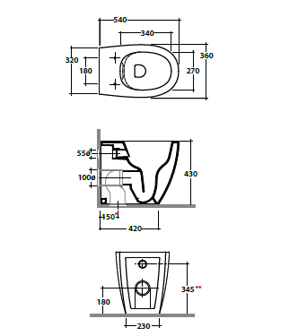 4ALL MULTI TOILET 54X36 H.43CM MATT WHITE - MD004BO