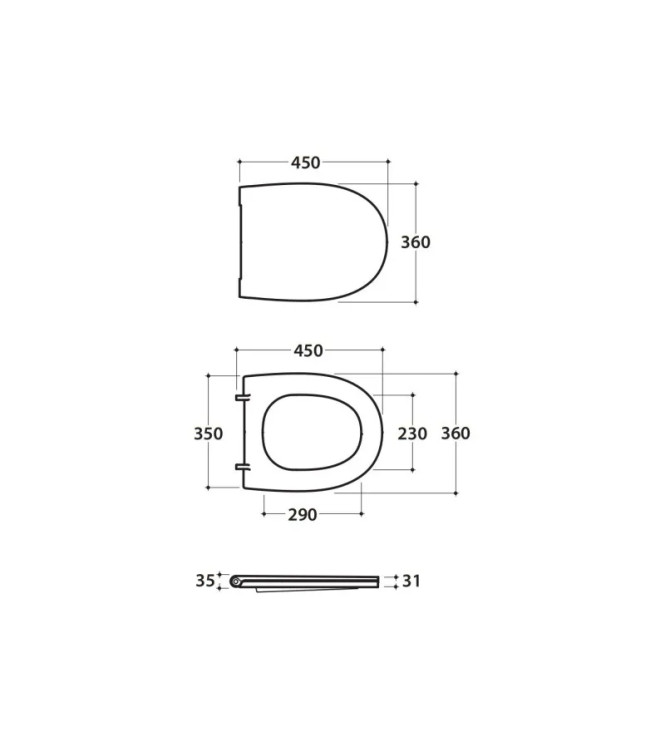 GLOBO 4ALL 54 GLOSSY WHITE TOILET SEAT, STANDARD CLOSURE - MDR19BI