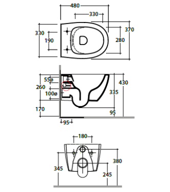 4ALL WALL-HUNG TOILET 48X37 H.33CM AGATA - MDS04AT