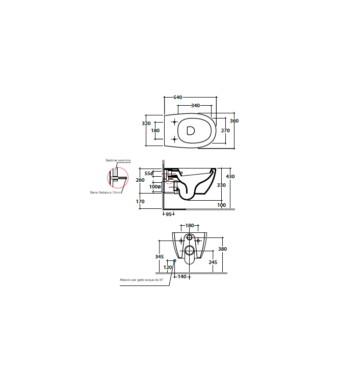 4ALL WALL-HUNG TOILET/BIDET 54X36 H.33CM GLOSSY WHITE - MDB02BI