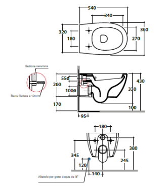 VASO 4ALL SOSPESO WC/BIDET 54X36 H.33CM BIANCO LUCIDO - MDB02BI CERAMICA GLOBO