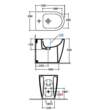 MODE FLOOR-MOUNTED BIDET 53X34 H.43CM GLOSSY WHITE - ME009BI