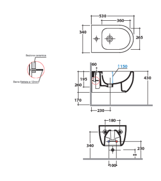 MODE WALL-HUNG BIDET 53CM MATT WHITE - MES09BO