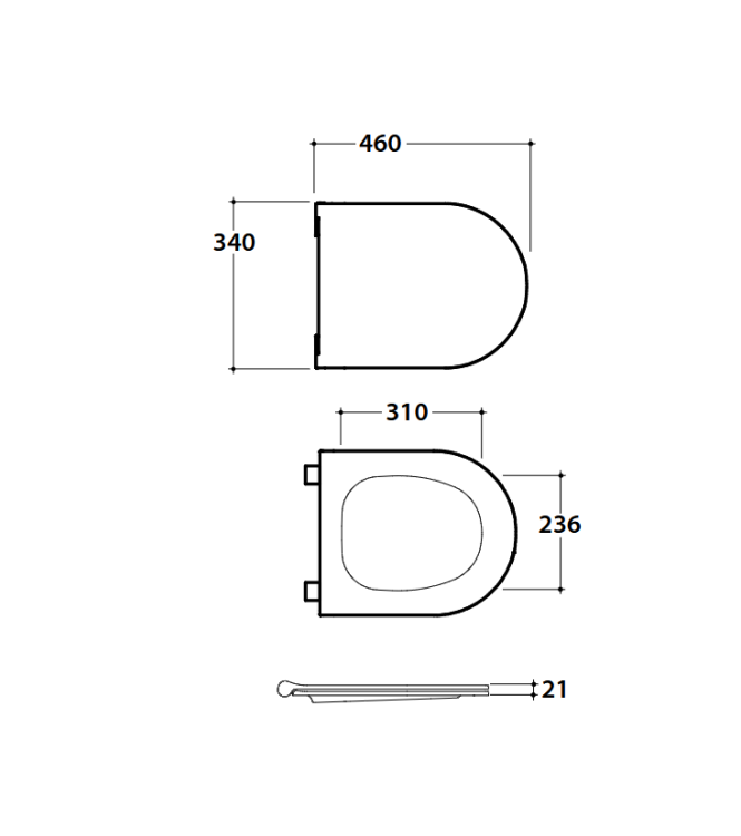 GLOBO MODE 53 WHITE GLOSS TOILET SEAT, STANDARD CLOSURE - ME019BI