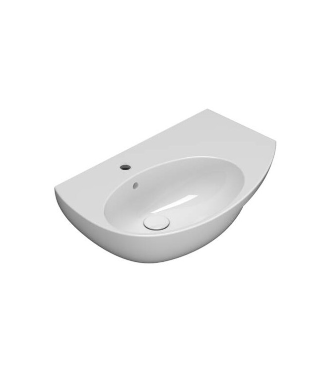 MODE WALL-MOUNTED WASHBASIN LEFT 70X45 GLOSSY WHITE - ME070SBI