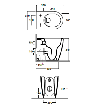 MODE 53CM MATT WHITE TOILET - ME001BO