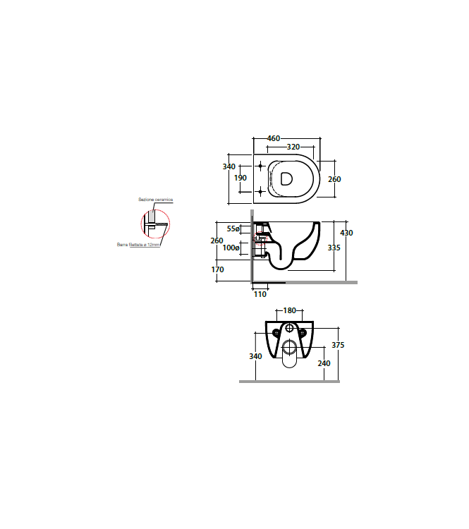 VASO MODE SOSPESO 46X34 BIANCO LUCIDO - MES03BI CERAMICA GLOBO